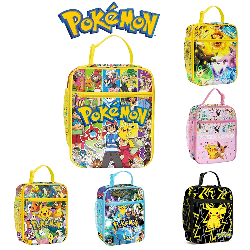 Anime Pokemon Lunch Bag Pikachu Cartoon Lunch Box Thermal Insulated Freezer Portable Thickened Waterproof Bags Children's Gift