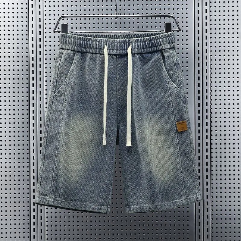 2025 New American Retro Men's Denim orts Summer Thin Loose Straight Five-Point Casual orts Youth Daily Wear Comfortable