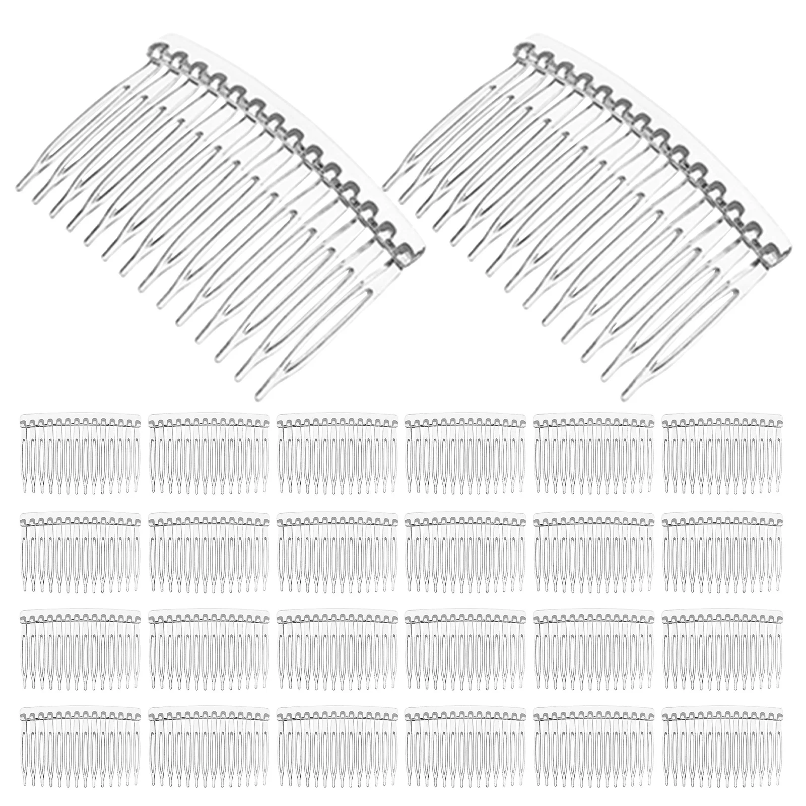 

50Pcs Plastic Hair Comb Clear Transparent 14 Teeth Fine Tooth for Updo Styling Bridal Veil Decorative Side Comb Women Wedding