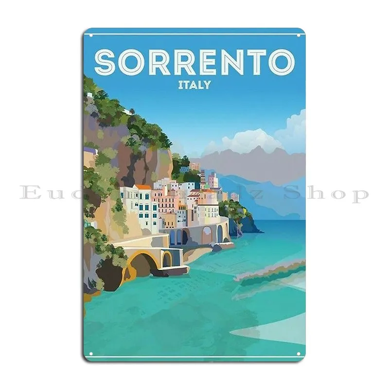 Sorrento Beach Italy Poster Metal Plaque Retro Cinema Create Decoration Designing Tin Sign Poster