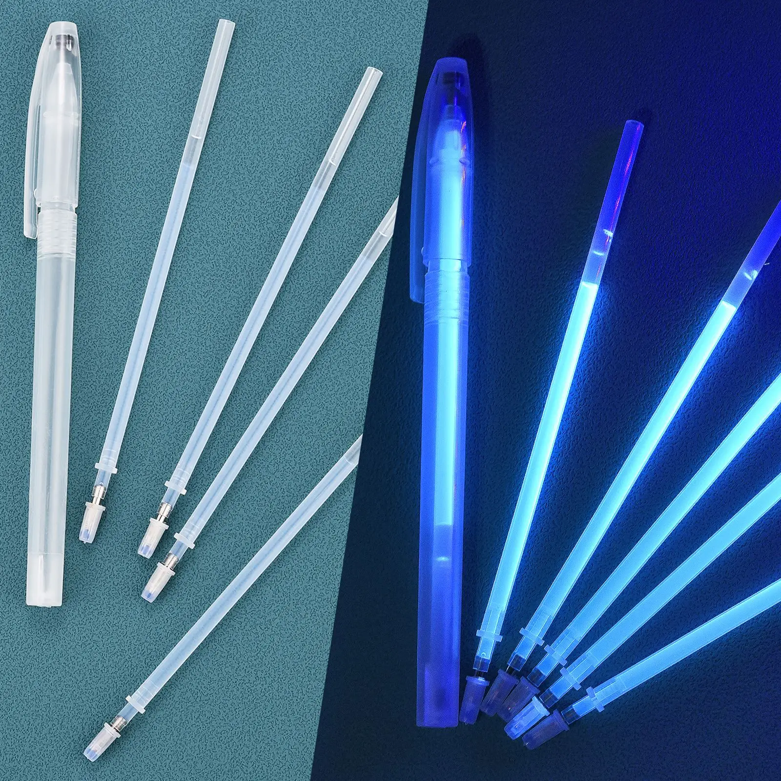 UV Invisible Fluorescent Pen Set High-Capacity Refill Pen UV Lamp Illumination Leather Sewing Markers Students Home DIY Crafts