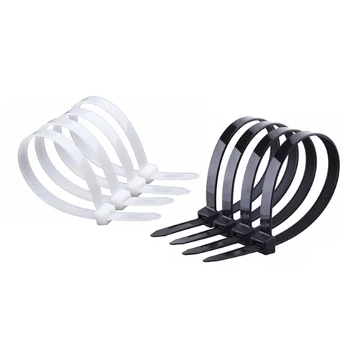 Imagen 2 del producto 250/500/1000 Uds. Tirantes de cable de nailon de plástico blanco y negro autoblocantes anillo de sujeción correa de abrazadera de nailon con cerradura 3*100 4*300MM