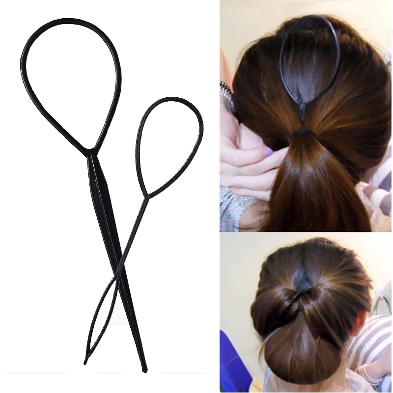 

1Set/2Pcs Small Ponytail Creator Plastic Loop Styling Tools Tail Clip Hair Braid Maker Styling Tools