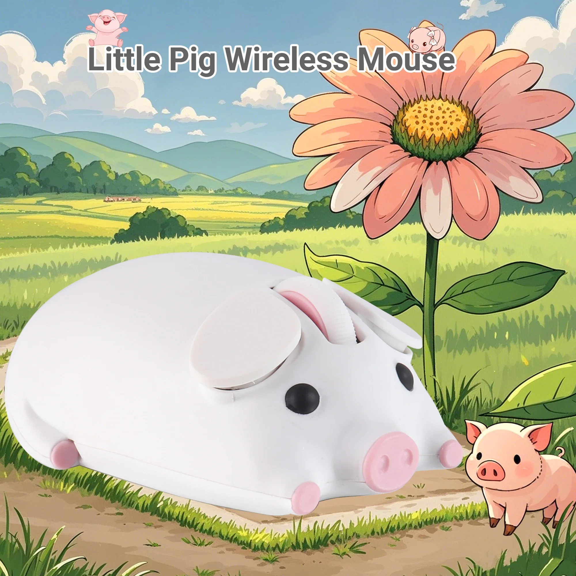 Cute 3D Little Pig Mouse Wireless 2.4G Bluetooth Dual-mode Silent Click Office For Laptop PC Girls Gift