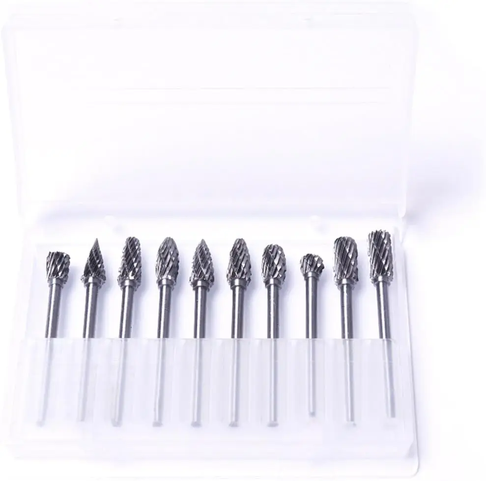 Wolframkarbid-Rotationsfeilen-Set, Fräser, 1/8“ Doppelschnitt Dremel Zubehör für Holzbearbeitung, Schleifen, Schnitzen, 10 Stück – Detail 5