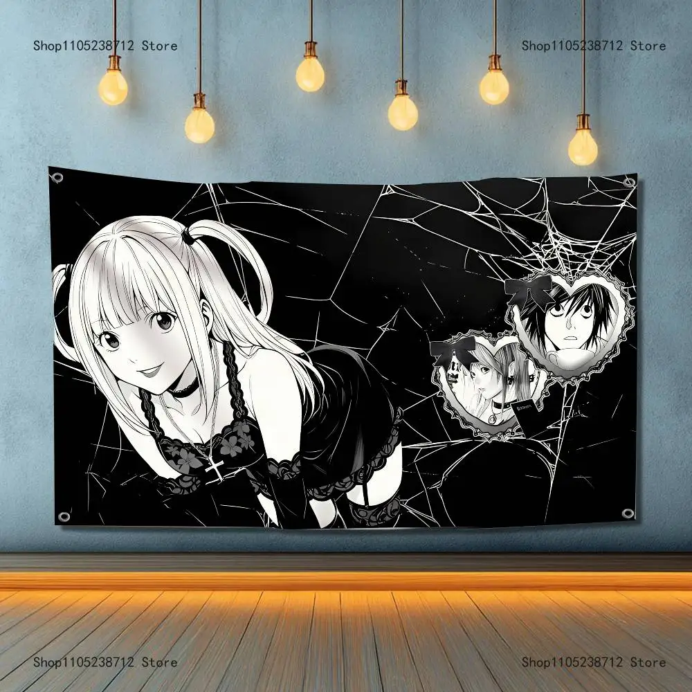 الكلاسيكية أنيمي D-الموت N-ملاحظات عالية الجودة العلم نسيج راية غرفة نوم غرفة المعيشة بار ديكورات للحفلات الاستخدام في الهواء الطلق