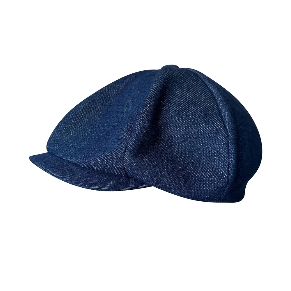 2023 Men\'s Octagonal Hat Casual Solid Eight-blade Berets Denim Newsboy Cap Women Painters Hat NC17