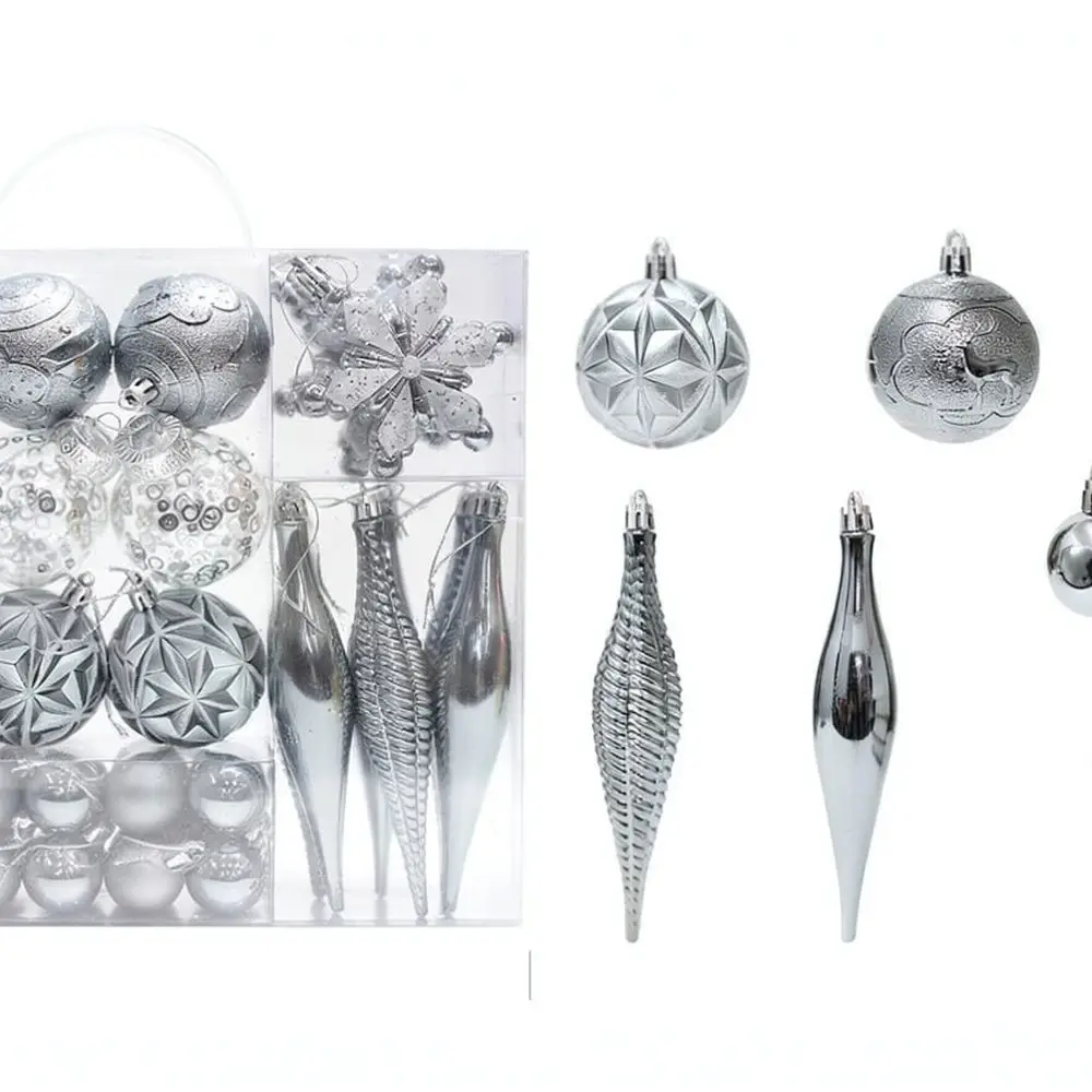 Christmas Tree Hanging Balls Electroplated Plastic Ornaments Set For Home Holiday Party Festive Decoration Supplies