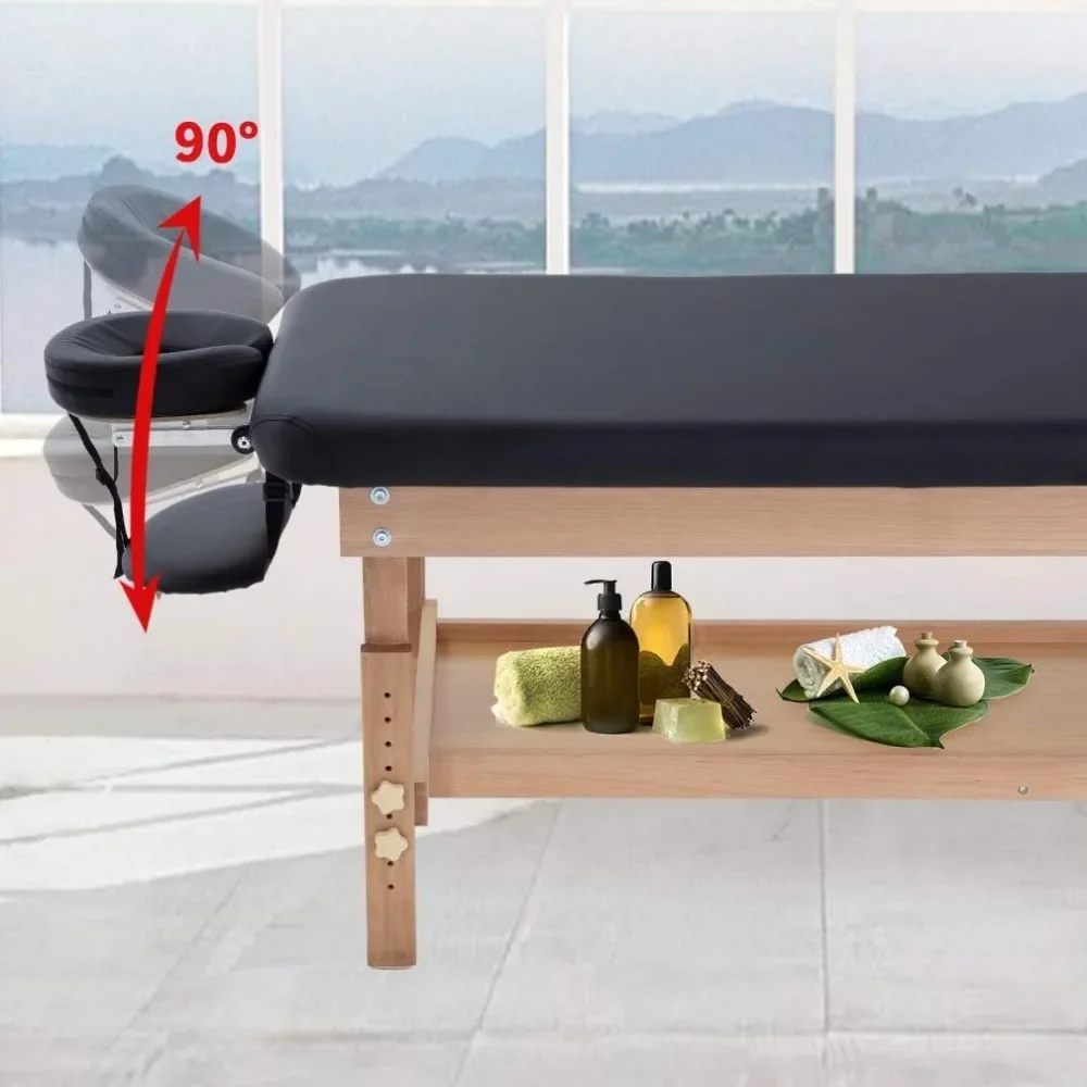 Mesa de masaje estacionaria ajustable de 74 "L 28" W, cama de Spa de alta resistencia, soporte Facial, cama de salón, 1000 libras de carga