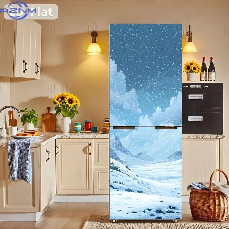1pcs Are Just Refrigerator Stickers, Winter Snow Scene Pattern Stickers, Suitable for Refrigerator Surface Decoration, Kitchen
