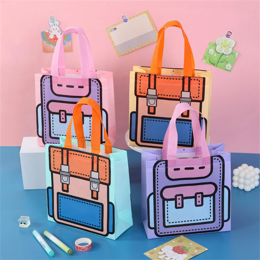 

Cartoon School Bag Shape Candy Snack Self-lock Bags For Kids Birthday Party Decors Stationery Storage Bag File Handbag