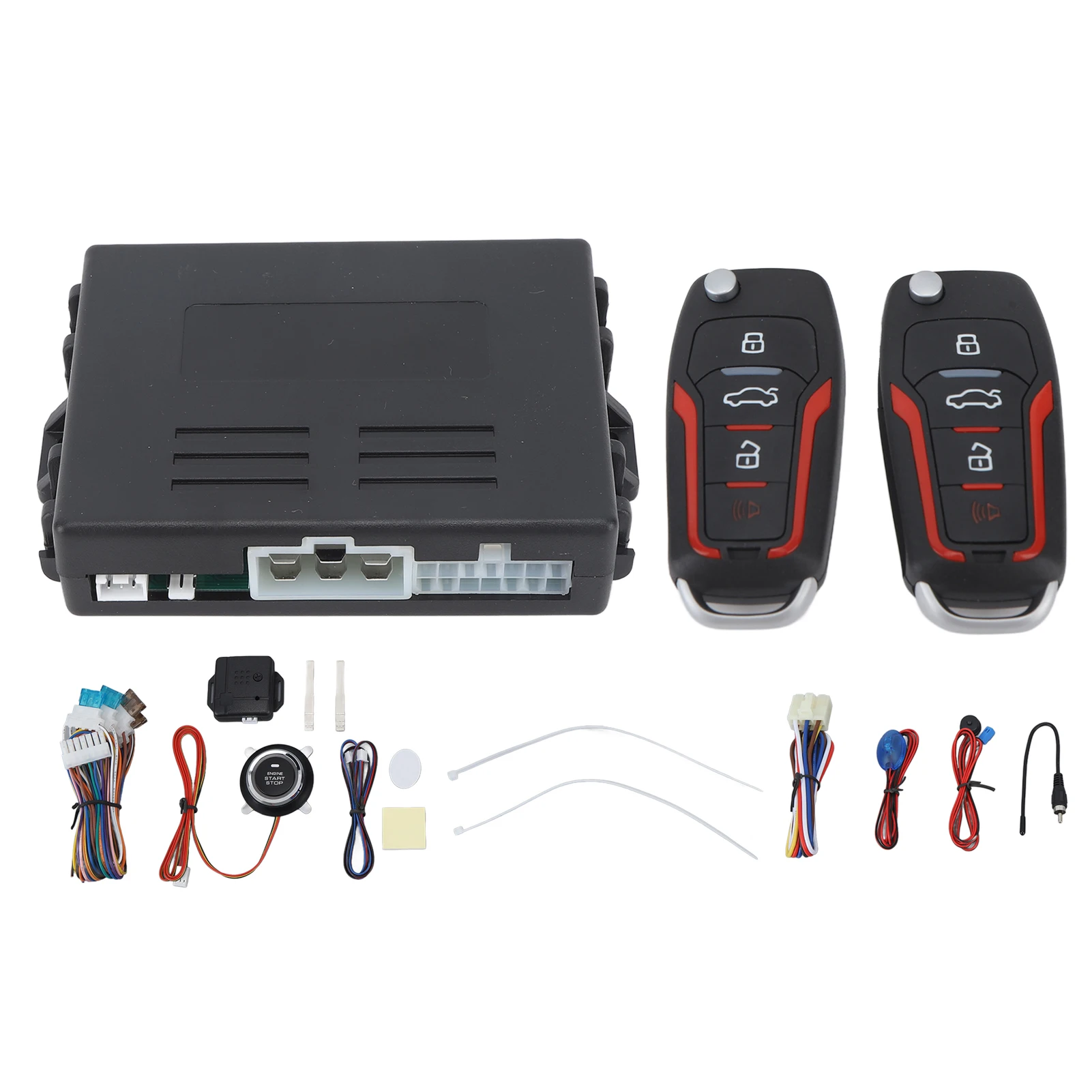 

Car Security Alarm System DC12V Anti Theft 1 Button Start Keyless Entry System Kit Universal for Cars