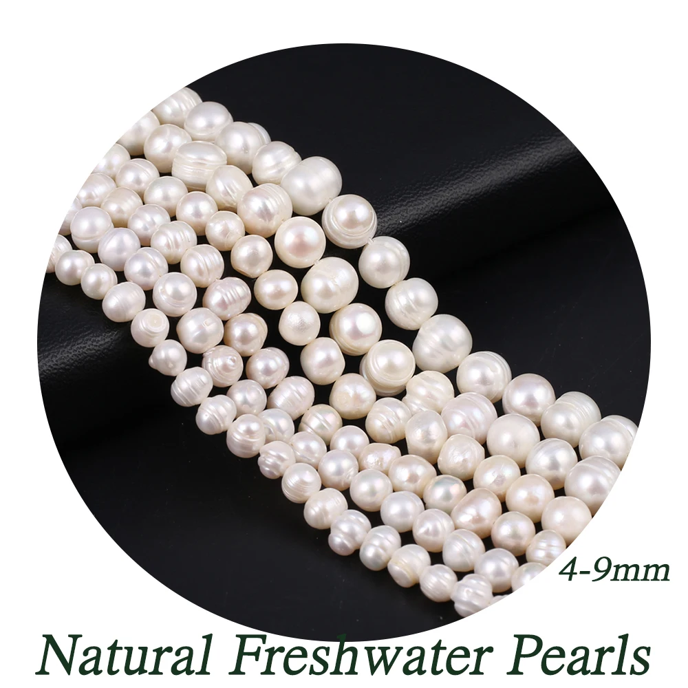 Natural Zhuji Freshwater Threaded Pearl Beads Grade A Punch Luster Pearl for Jewelry Making Diy Necklace Anklet Accessories