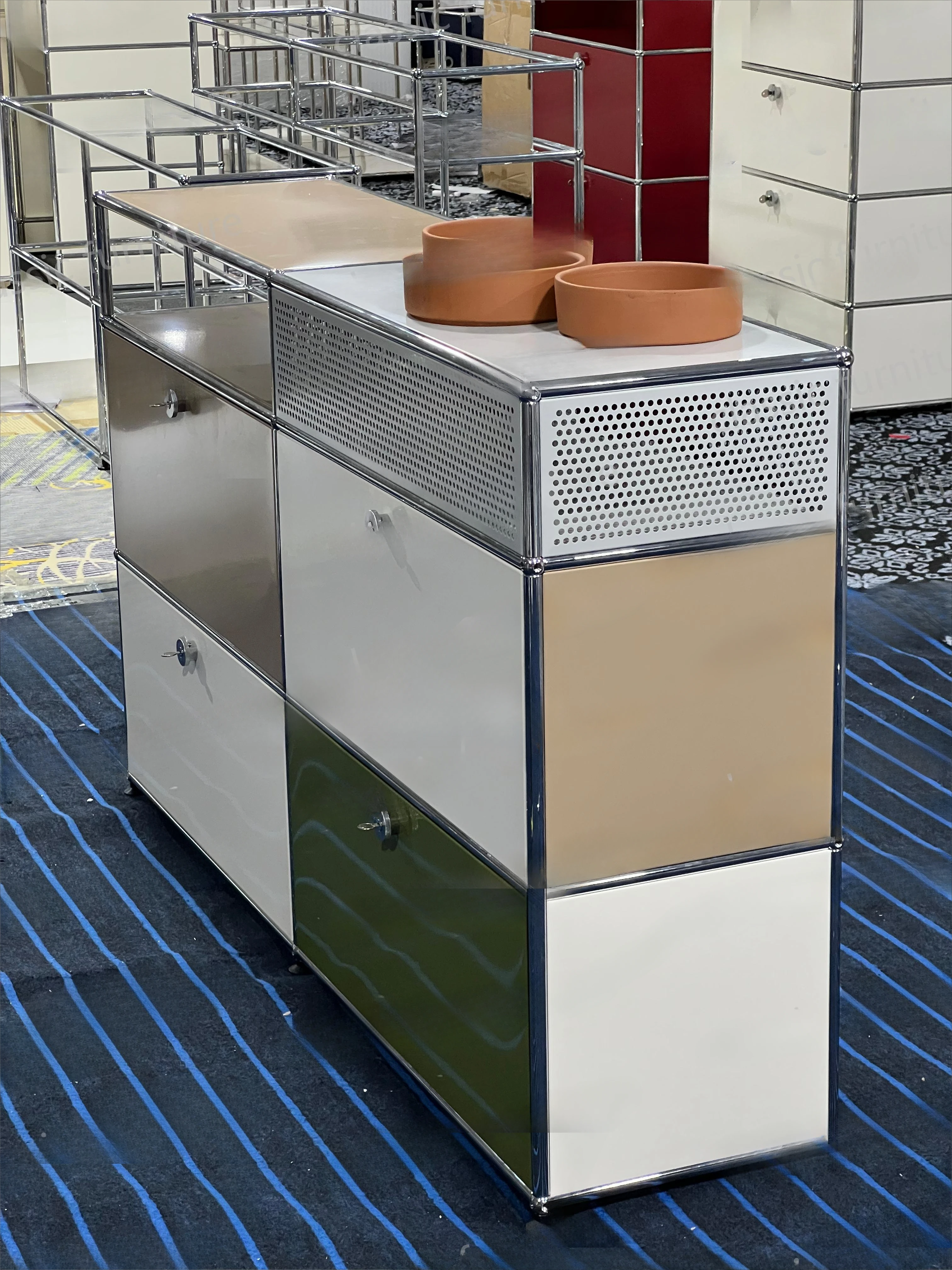 Modular Module Furniture Customized Metal Stainless Steel Cabinet Storage Sideboard Shelf DIY Living Room