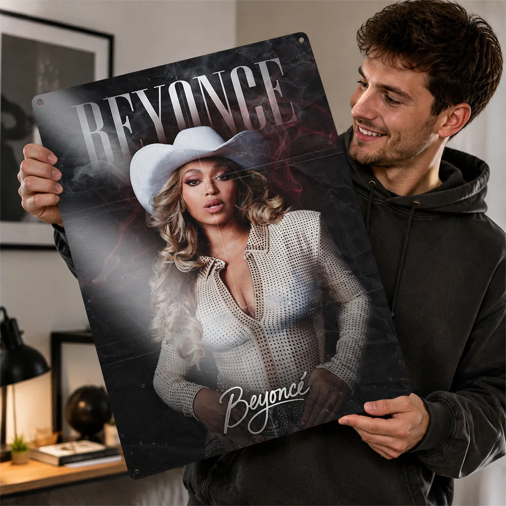 Beyoncé Cowboy Country Music Printed Poster Customized Metal Sign Americana Vocal Design Wall Art Enhances Entertainment Space