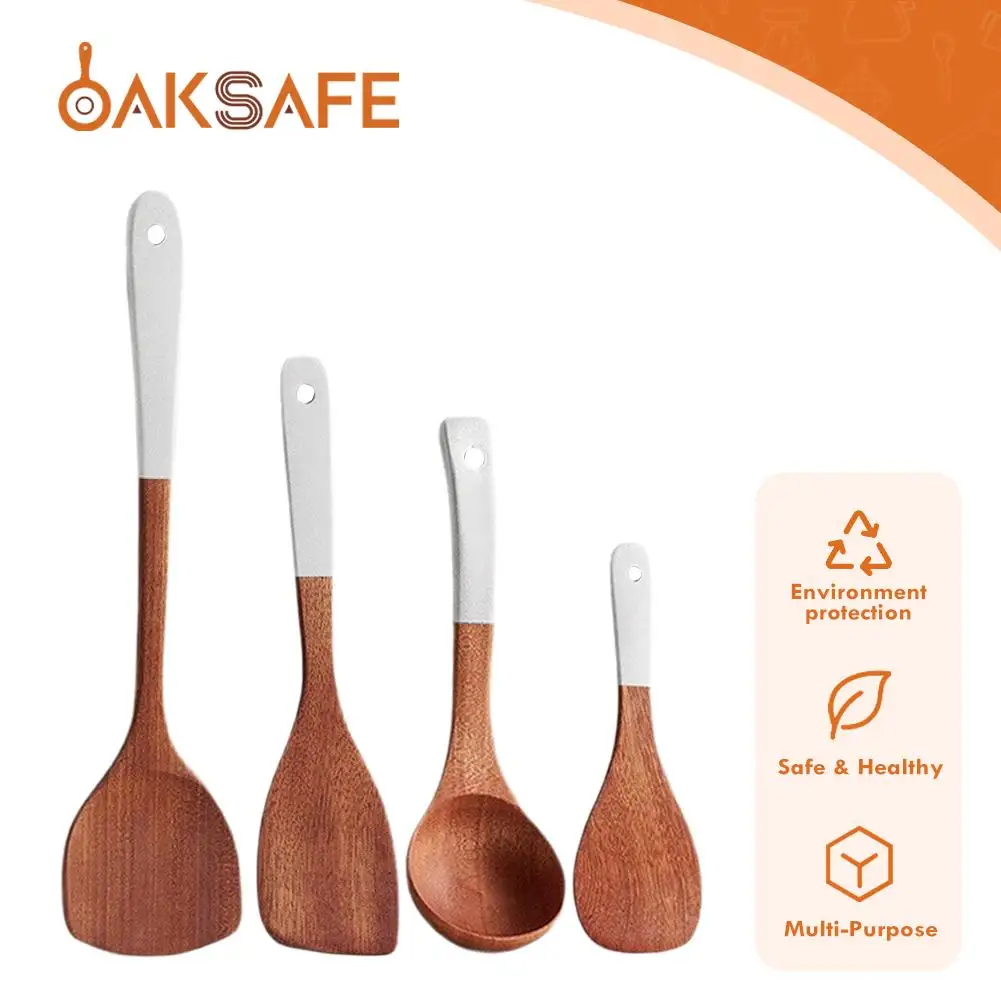 

Household Non Stick Pan Special Wooden Shovel&spoon Kitchenware Set SilverColor Handle Ebony Shovel Wooden Spoon Kitchenware Set