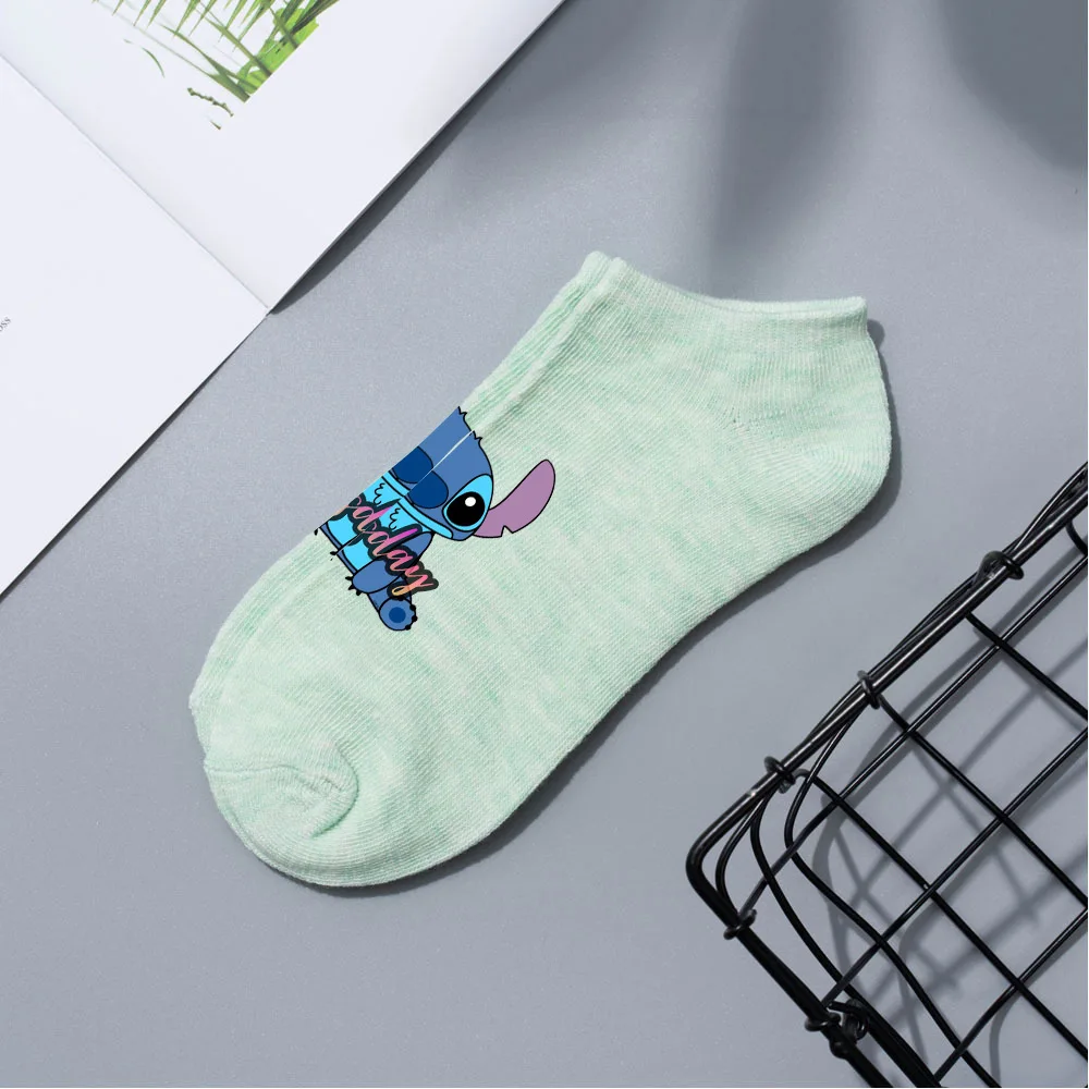 Disney Lilo Stitch Short Multi-Color Boat Socks Spring Summer Cartoon Simple Breathable Socks for Men and Women Cute Short Socks