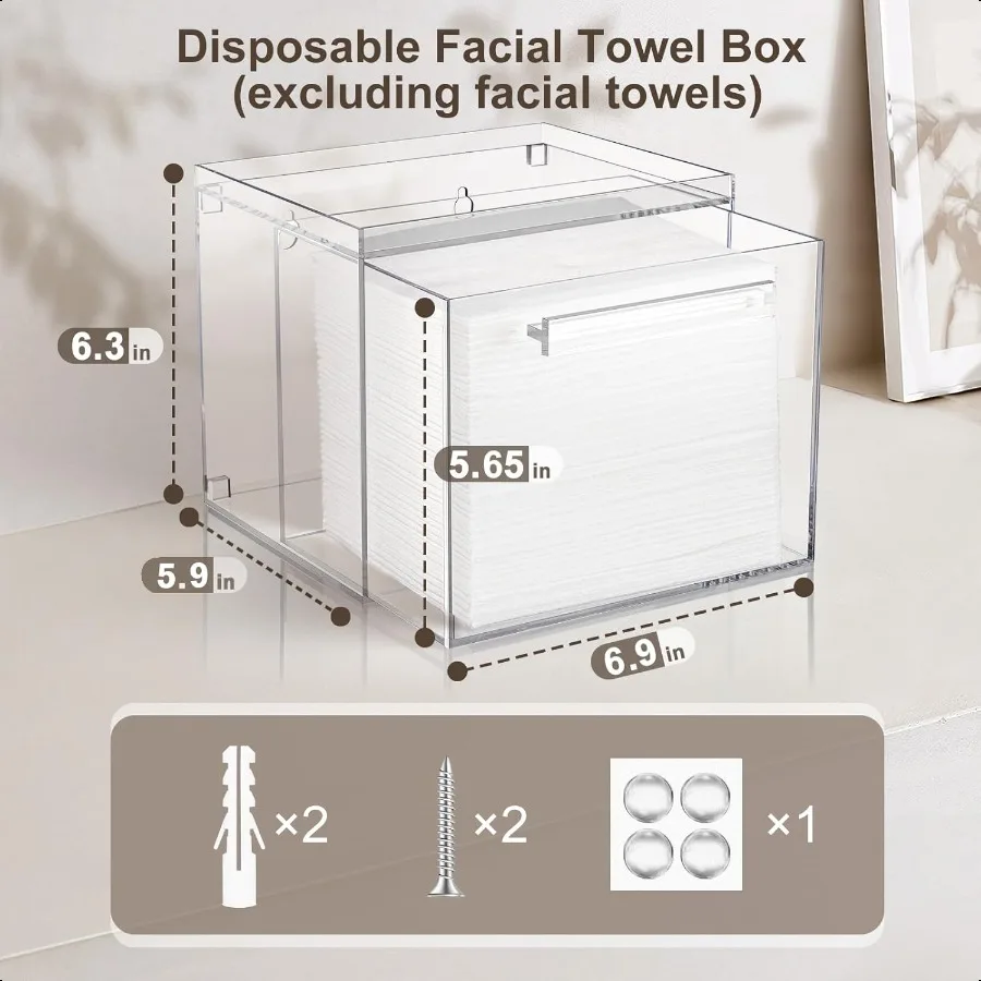 Facial Towels Storage Box Acrylic Container Compatible With Clean Skin Club Clean Towel XL WallMounted Makeup Organizer With D
