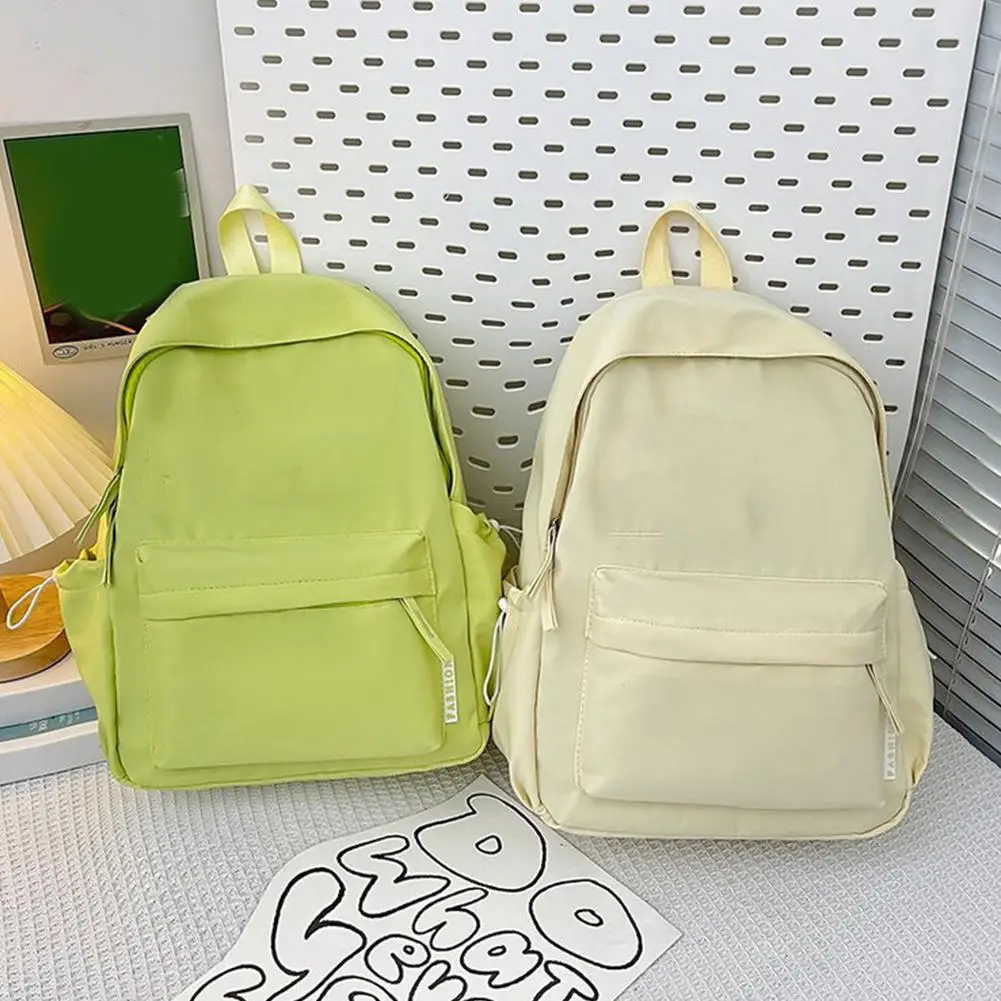 Simple Solid Color Backpack Women School Bags For Teenager Girls Bookbag Lady Travel Backbag Ins Small Fresh Cute Shoulder Bag