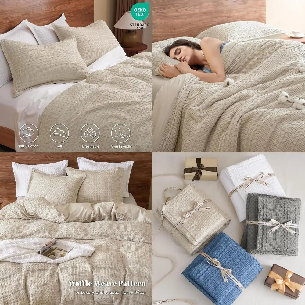 

Пододеяльник из 100% хлопка, размер Queen, дышащий хлопковый комплект постельного белья для любого сезона, роскошный текстурированный узор в рубчик