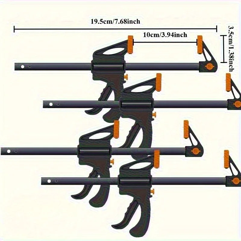 ZEXEF 4PCS 4' Woodworking Clamp Set Fixed Type Quick Ratchet Release Speed Extruded Nylon Work Bar Kit Spreader Gadgets DIY