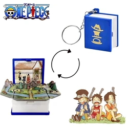 Ein Stück asl 3d Faltbuch Schlüssel ring Anime Figur Sabo Luffy Ace Rucksack Anhänger Auto Schlüssel bund Kinder Spielzeug Fans Geschenke