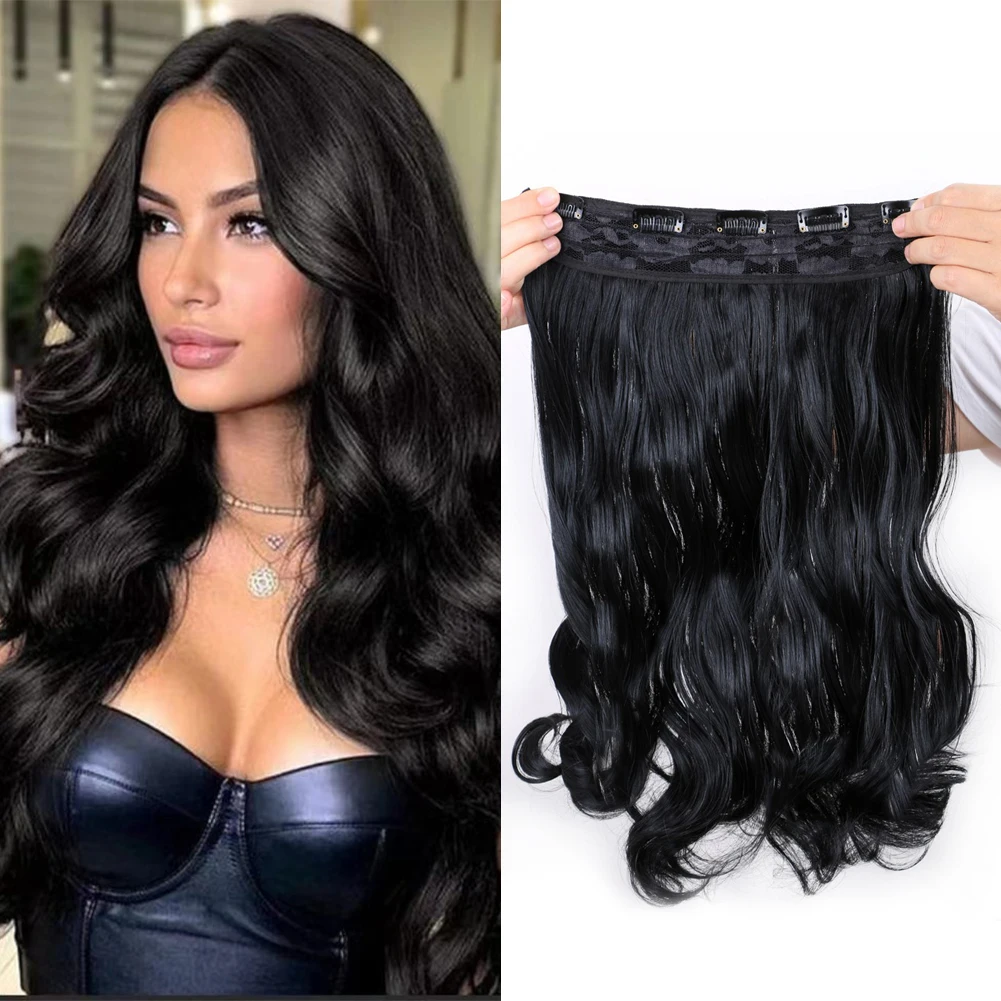 Belle Show Synthetic  Long Wavy Hairpiece Heat Resistant Hairpiece 17 Inch 5 Clips Fake Hair For Women