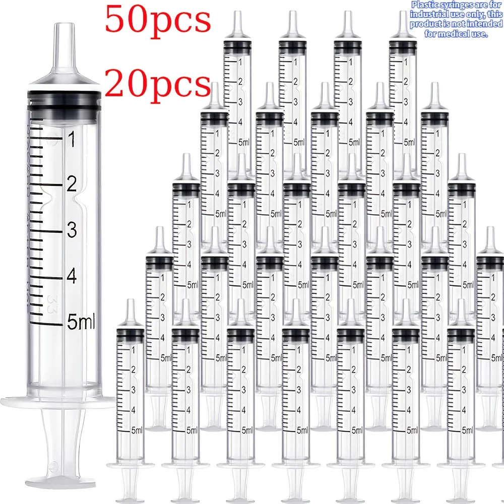 5 ml Syringes Without Caps, Liquid Syringes, Suitable for Scientific Laboratories, Measurement, and Small Animal Use