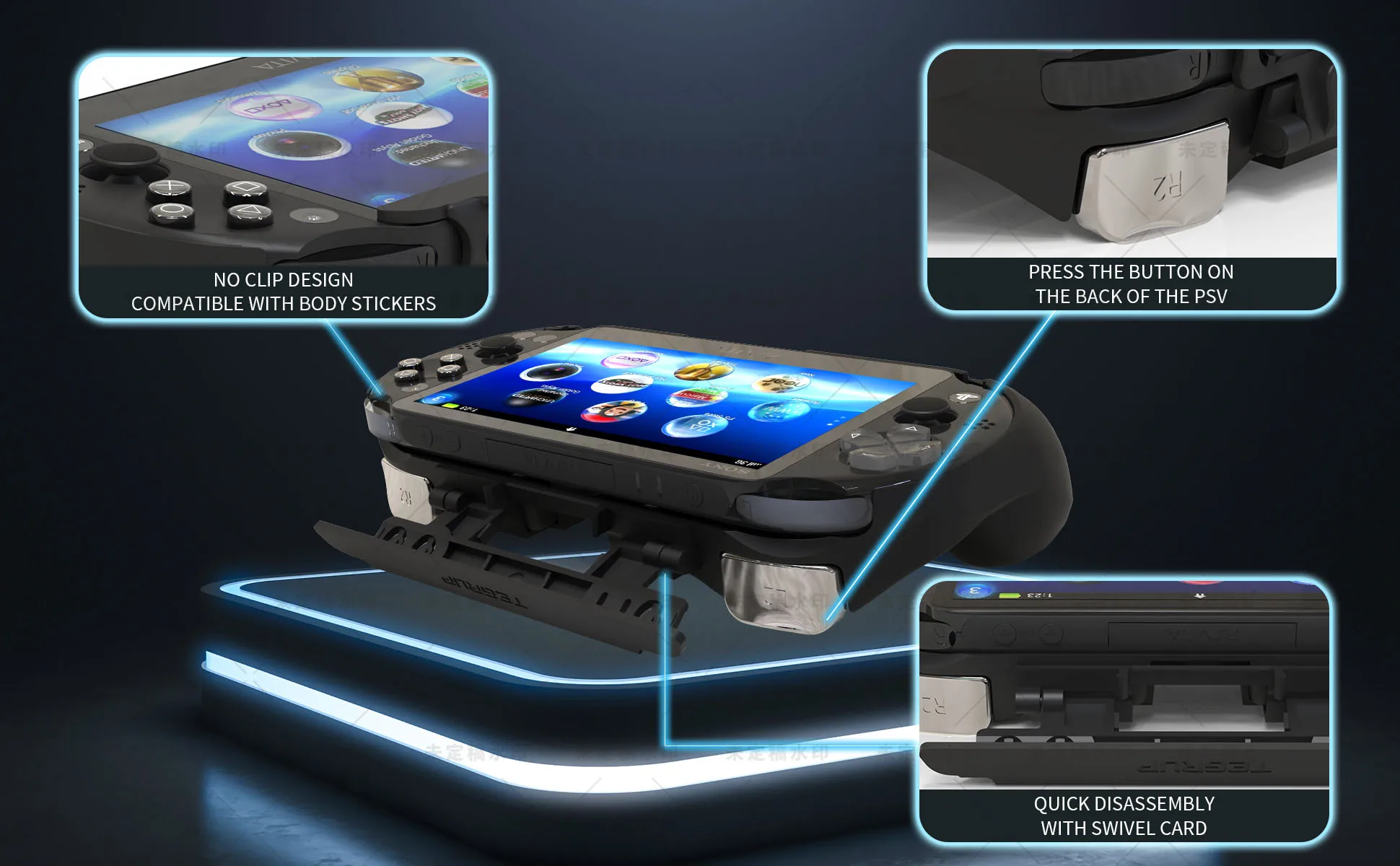 

For PSV 2000 PSV2000 PS VITA 2000 Gamepad Hand Grip Handle Joypad Stand Case with L2 R2 Trigger Button