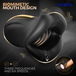 HESEKS Biting Glans Trainer Vibrating Penis Massager Mouth Vibrator Male Masturbator Adult Goods Sex Toy for Men 18+