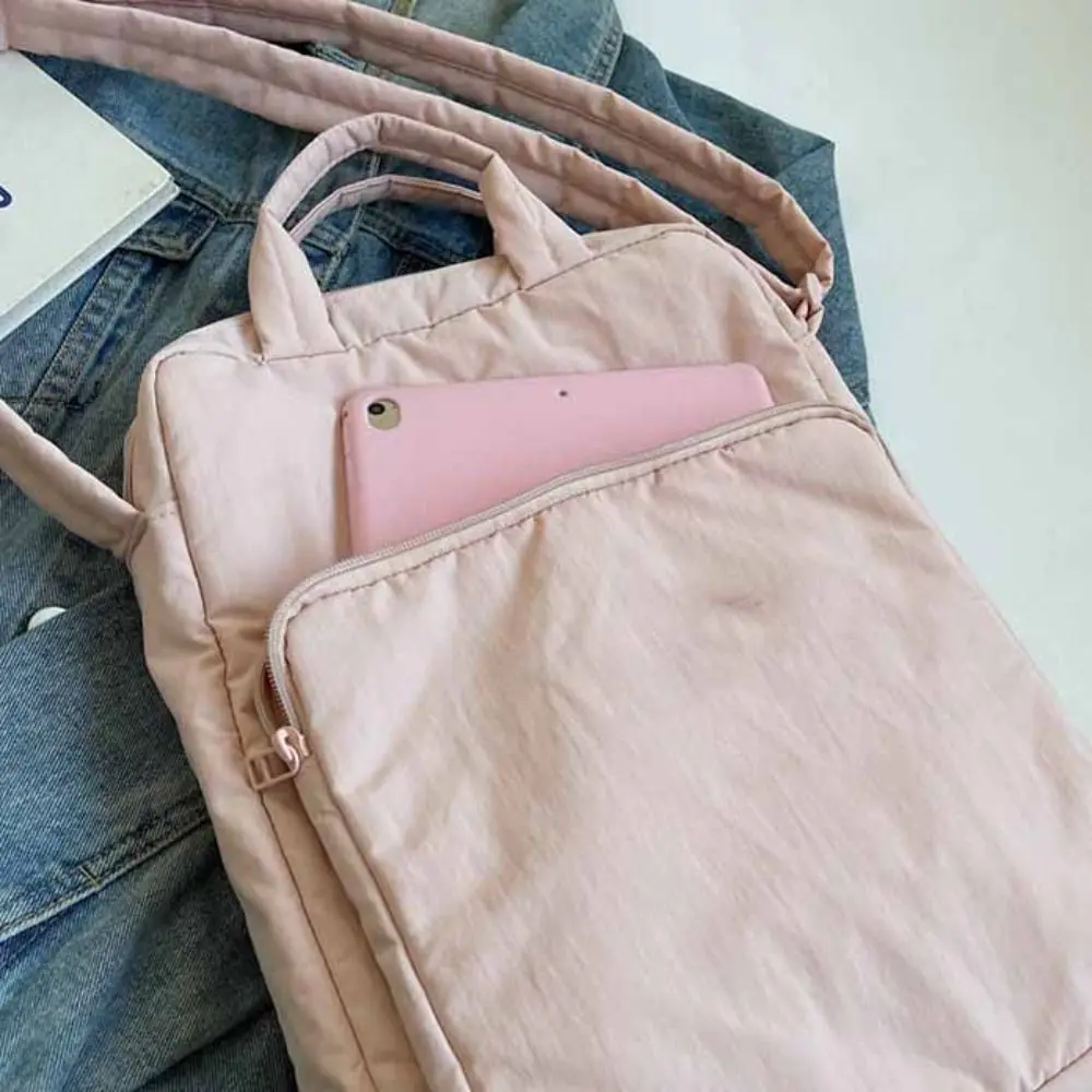 

Large Capacity Nylon Laptop Bag Solid Color Shoulder Bag Office Document Tote Bag Handbag Crossbody Bag Zipper Computer Bag