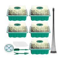 5PCS Plant Seed Starter Trays with Grow Lights Adjustable Humidity Indoor Gardening Plant Germination Trays 60 Cells Grow Box