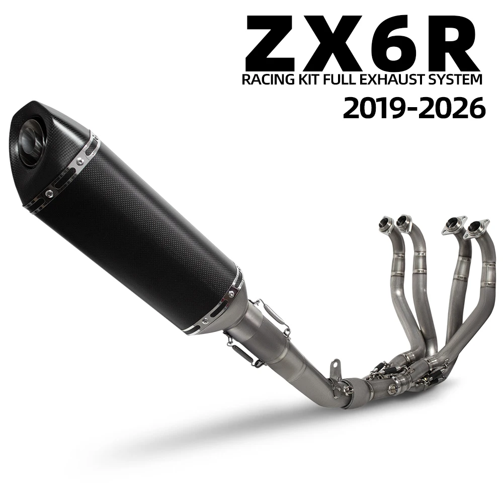 

Motorcycle Exhaust Full System Kit Manifold Headers Pipe 470MM Muffler With DB Killer For Kawasaki ZX6R ZX-6R ZX636 2019-2026