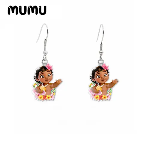 2024 New Princess Moana Dangle Earring Lovely Acrylic Earrings Handmade Jewelry Epoxy Resin Fish Hook Earring