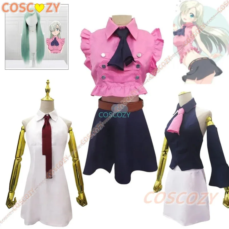 

Elizabeth Liones Cosplay Costume Anime The Seven Deadly Sins Liones Elizabeth Christmas Gift Women White Pink Dress Short Skirt