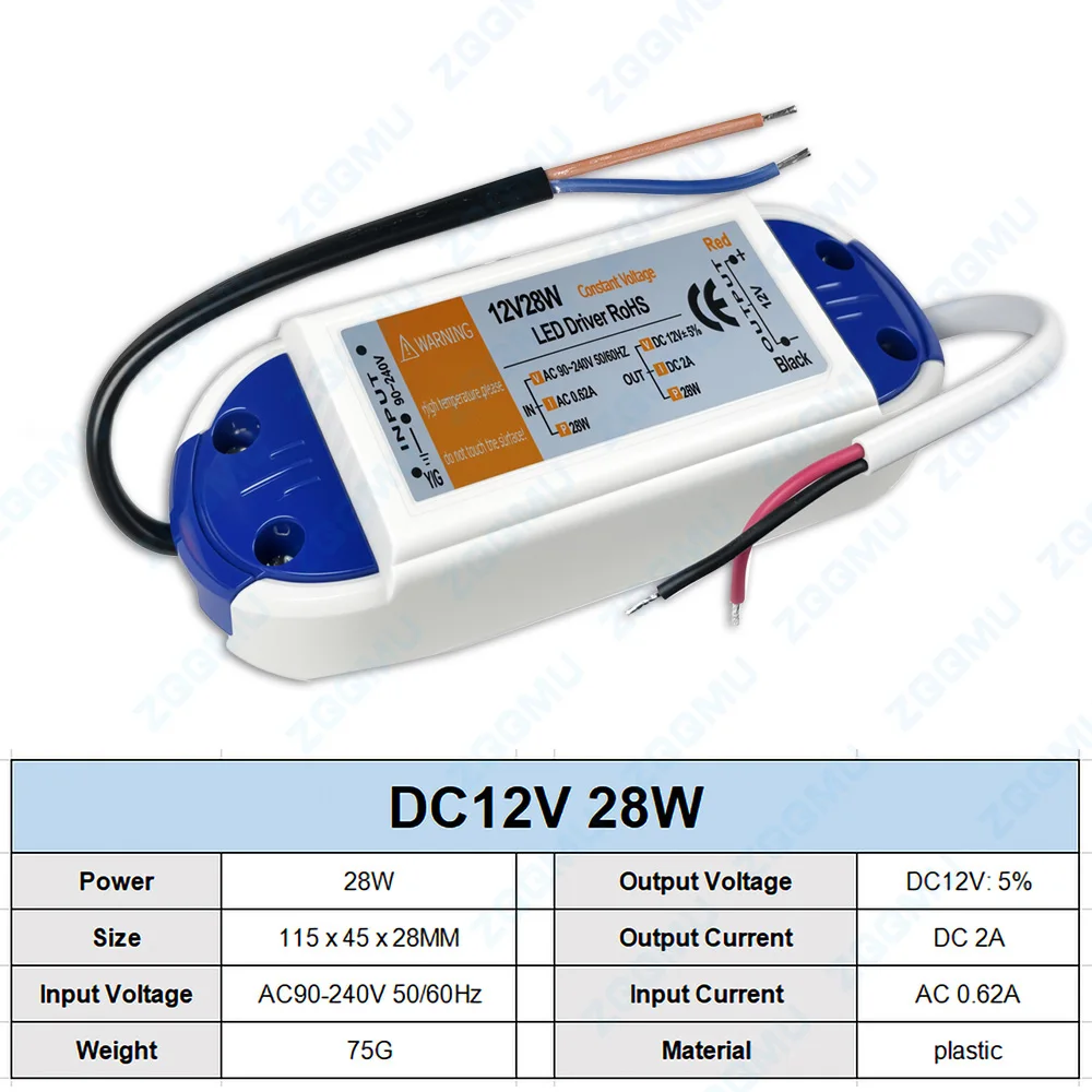 12V LED Driver 8W 28W 48W 72W 100W AC V 220V to DC 12V Power Adapter 112V Power Adapter LED Strip Transformer