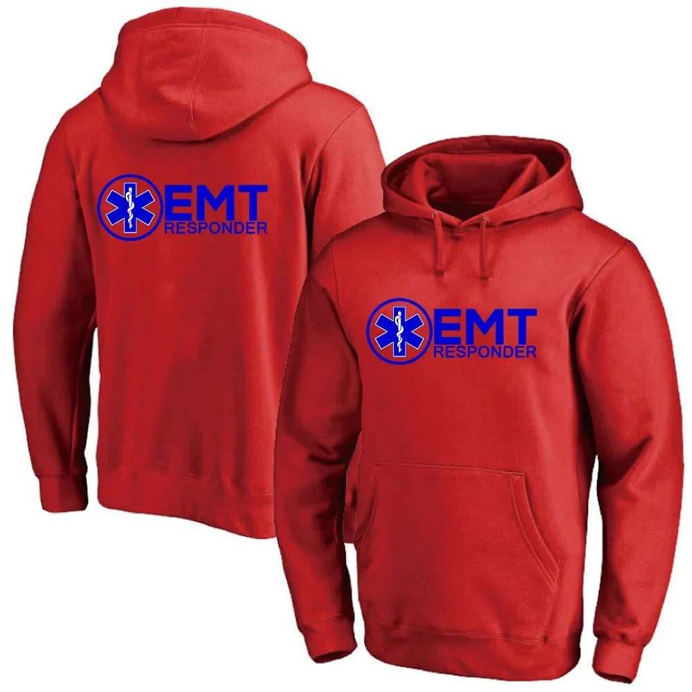 

EMT Paramedic Emergency Medical 2024 Spring Autumn Hoodies Men Pullover Solid Color Drawstring Male Casual Fashion Sweatshirts