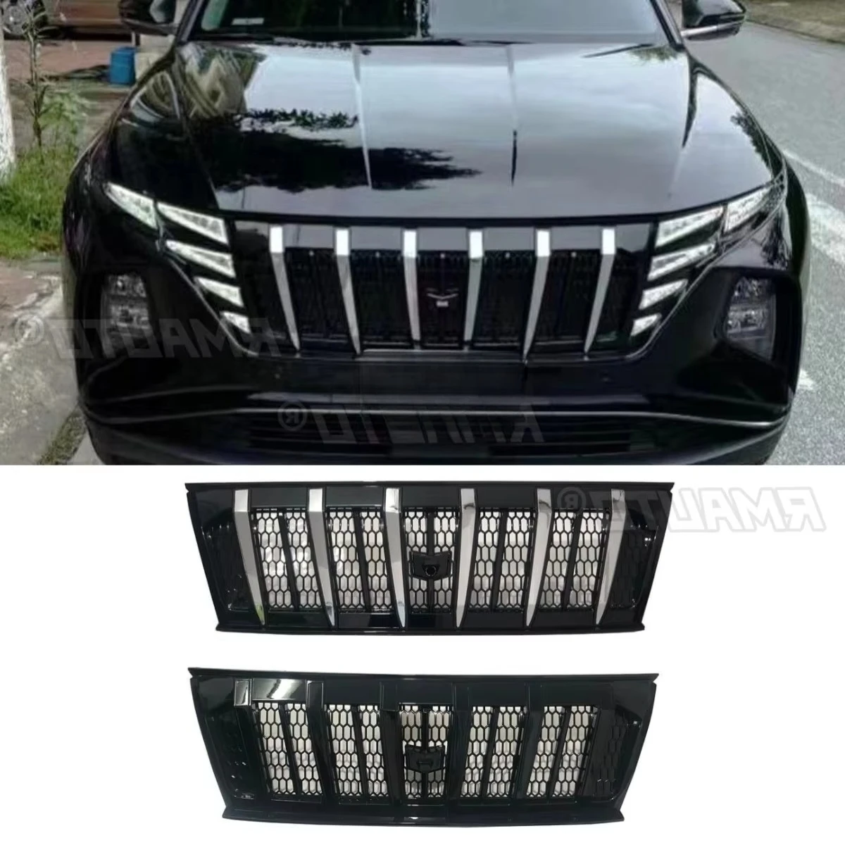 

For Hyundai Tucson 2021-2023 Car Bumper Grill Decorative Strips Racing Grille Body Kit Front Bumper Grill Exterior Part