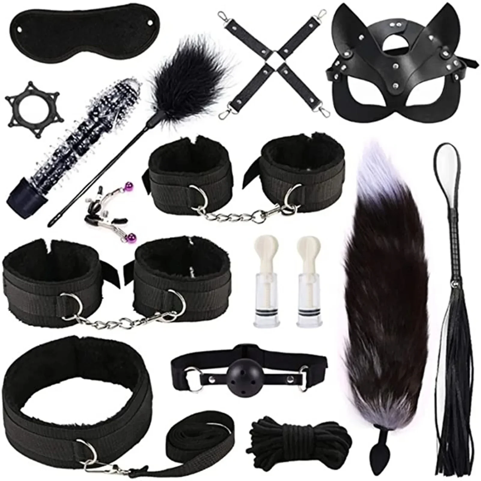 Juego de Bondage de cuero genuino BDSM de alta calidad, esposas fetiche, Collar, mordaza, látigo, Juguetes sexuales eróticos para mujeres, parejas, juegos para adultos