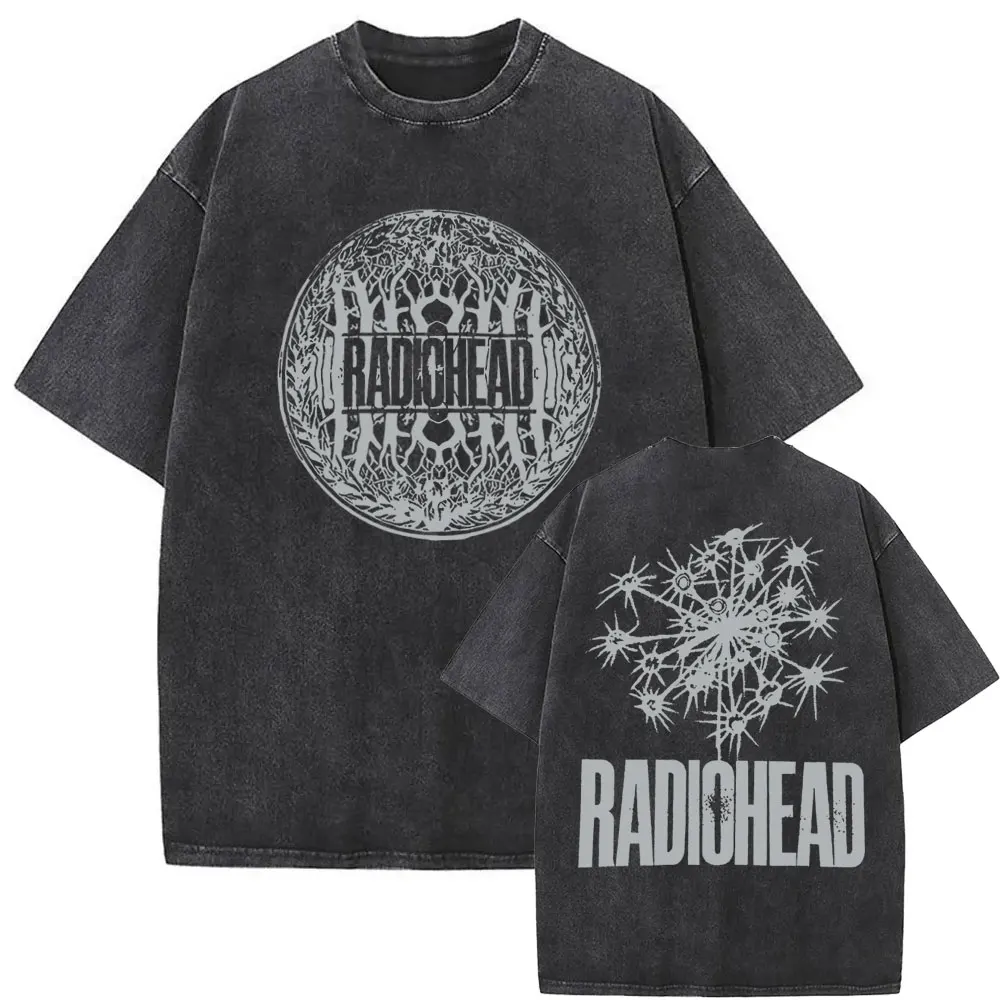 

Washed Vintage Rock Band Radiohead Tshirt Punk Hip Hop Music Album Print T-shirt Harajuku Streetwear Men's Oversized T Shirts