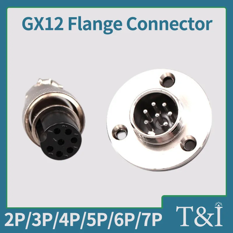 

5/10 Sets GX12 Flange Butting Aviation Circular Socket Plug Connector 2 3 4 5 6 7 Pin Male&Femal Connectors Wire Circular Panel