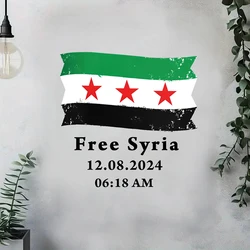 Syria Flag with Text Free Syria, 08/12/2024 Wall Decal  Self-Adhesive Stickers for Living Room, Bedroom, Fridge,Window, Car
