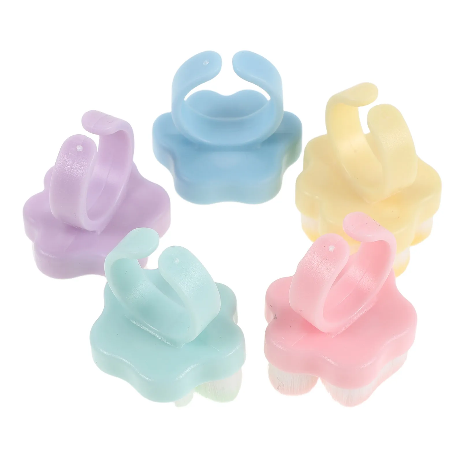 

5Pcs Nail Dust Brush Cute Cat Paw Design Ring Handle Nail Cleaning Brush Mini Portable Manicure Dust Removal Tool