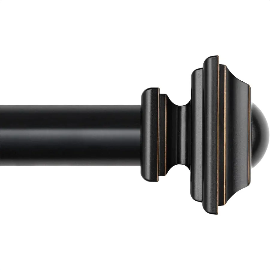 

1 Inch Curtain Rod 32 to 58 Inches 2.64.8ft Black Curtain Rods for Windows Single Drapery Rods with Square Finials