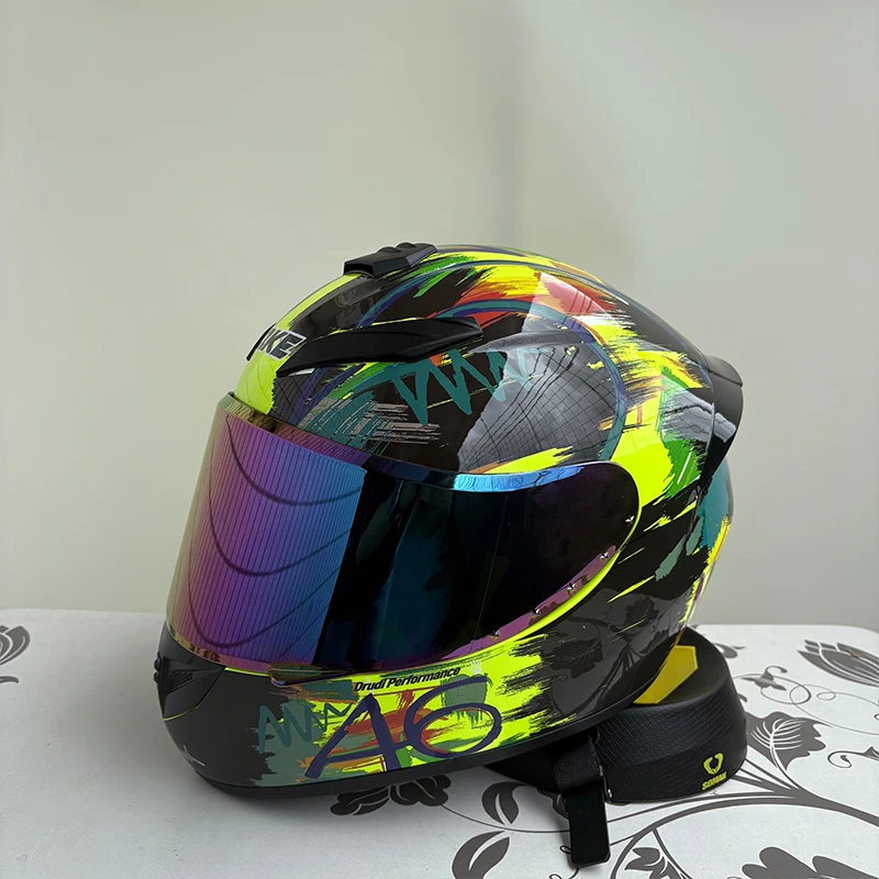 DOT Motorcycle Full Helmet Male Large Tail Retro Cruise Motorcycle Helmet Motorcycle Helmet Full Coverage to Keep Warm.