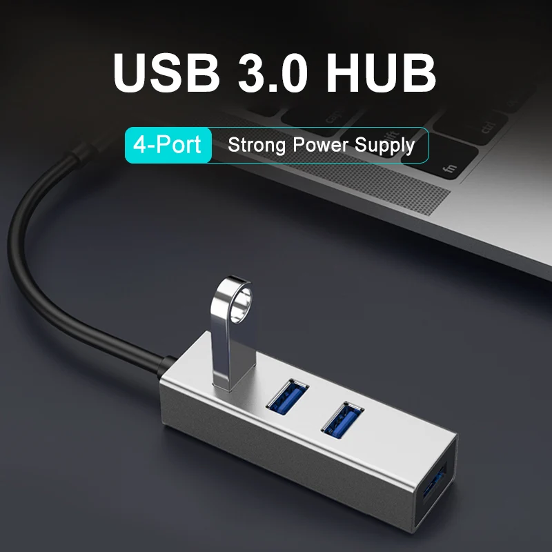 KuWFi USB HUB 4 Ports USB3.0 Hub Adapter High Speed Multi Splitter USB Adapter Expander Cable for Desktop PC Mac Laptop Notebook