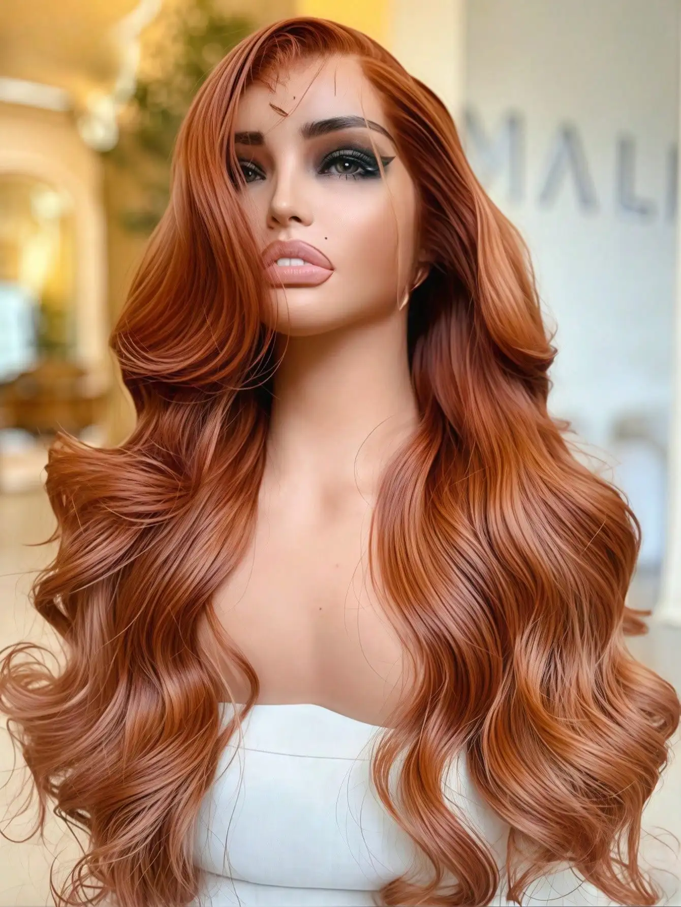 

200 Density Reddish Brown Body Wave 13X4 HD Transparent Lace Frontal Glueless Human Hair Wigs for Women