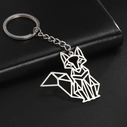 Hollow Animal Fox Dragon Snake Bee Pendant Keychain Simple Stainless Steel Silver Color Keychain for Men Women Trend Jewelry