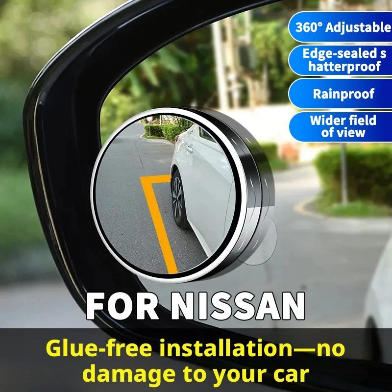 Eliminate Blind Spots with Rearview Mirror, High-Definition Glass Convex Mirror, Press-On Suction Cup Blind Spot Mirror, Waterproof and Anti-Fog Blind Spot Mirror, Suitable for Nissan Sentra / Versa