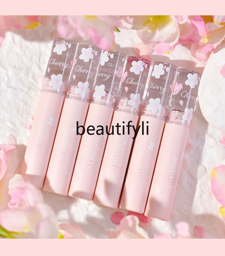 Sakura velvet mist cherry blossom lip glaze, marshmallow powder mist lip cream matte white lipstick